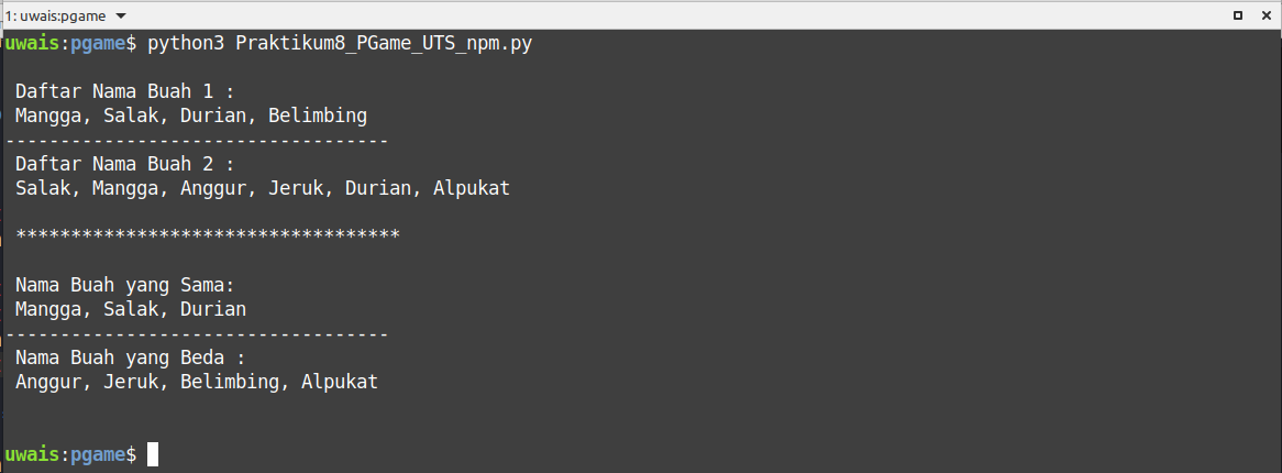 Screenshot uts PGame